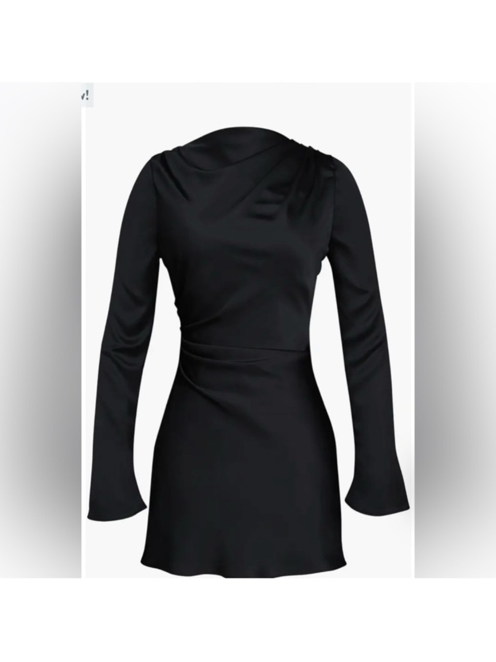 NWT House of CB LuLu black long sleeve mini dress Sz medium, bell sleeve - Picture 3 of 7